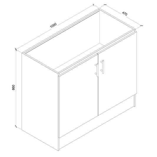 Base Cocina 2 Puertas Repisa 100 cm