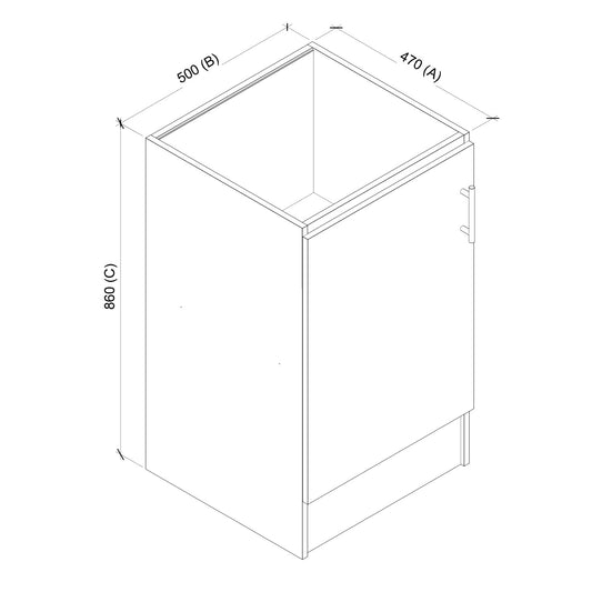 Base Cocina 1 Puerta Repisa 50 cm