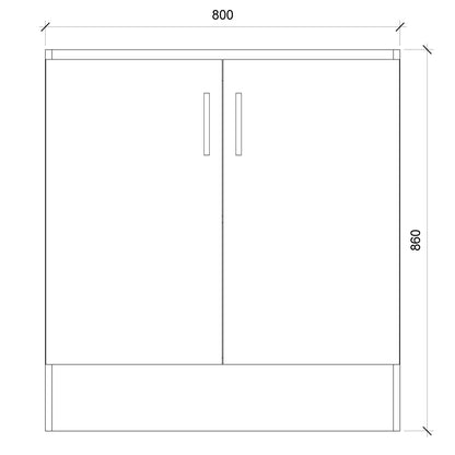 Base Cocina 2 Puertas Repisa 80 cm