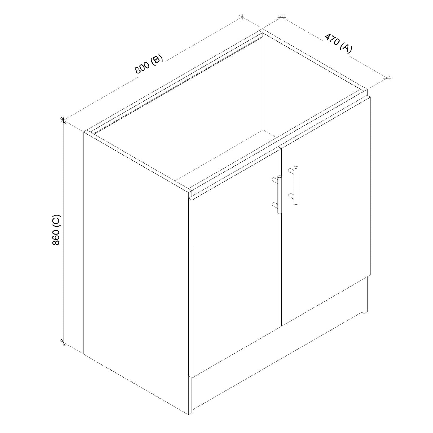 Base Cocina 2 Puertas Repisa 80 cm